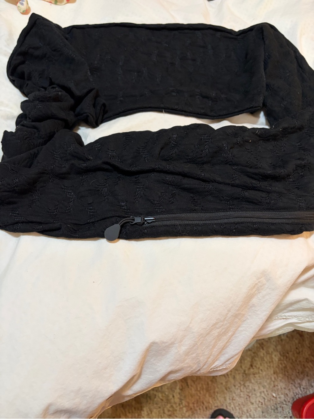 Black Knit Zip Scarf for ID and keys